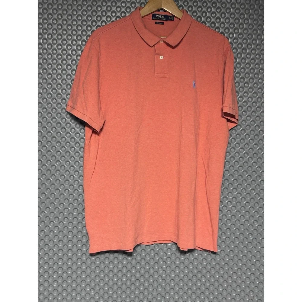 Polo Ralph Lauren Mens Classic Fit Mesh Pique Polo Shirt XL Orange Coral
